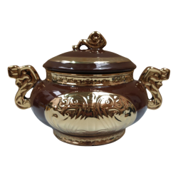 Sopera Porcelana Oya 22 x 32 cm (Marron con dorado) 13 in